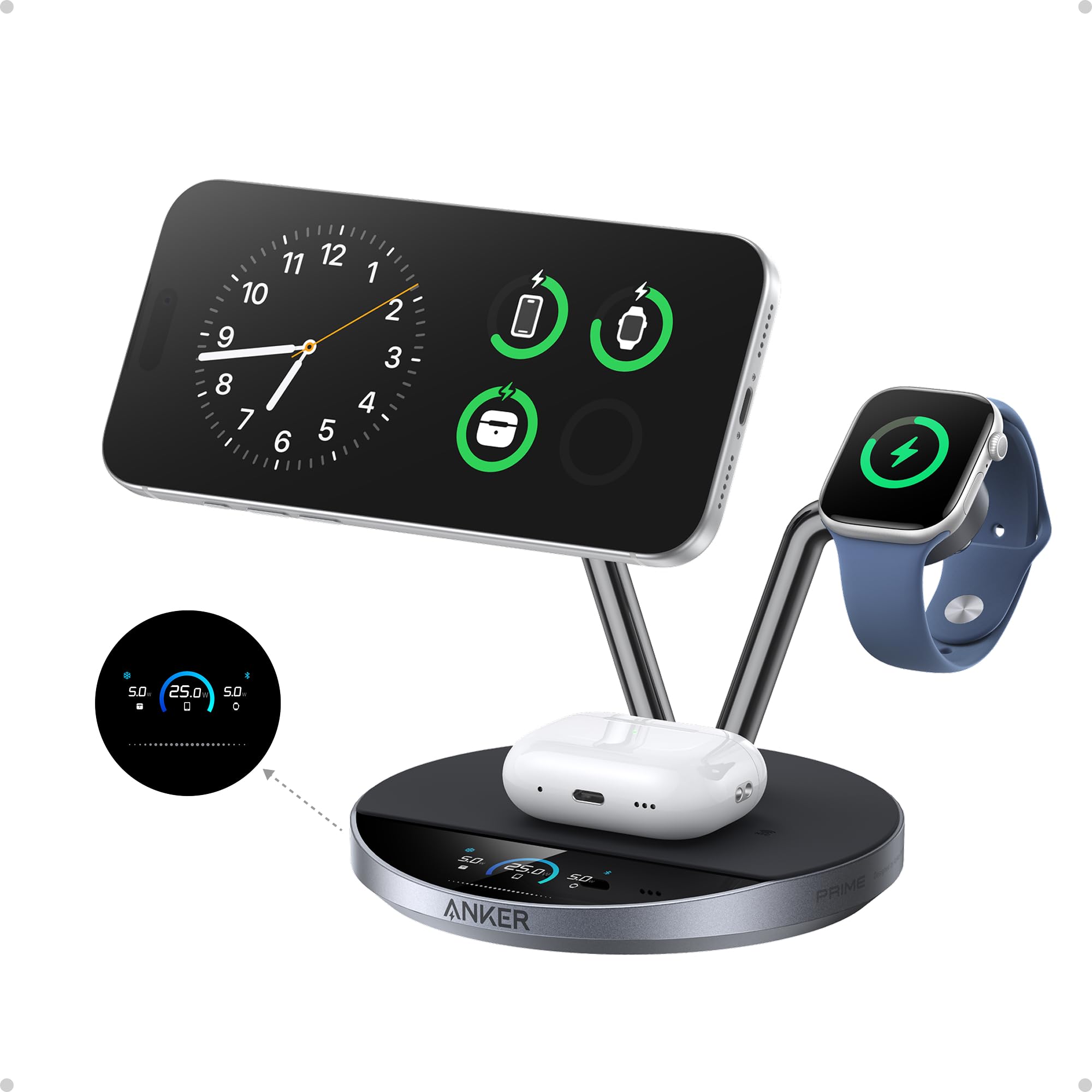 スマホアクセサリー ANKER multi-device fast charging Anker Prime MagSafe Şarj Cihazı Uyumlu, 3'ü 1 Arada Şarj İstasyonu